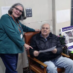 Cllr Margaret Borton with Queensway resident Mike Smith