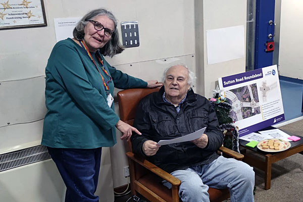 Cllr Margaret Borton with Queensway resident Mike Smith